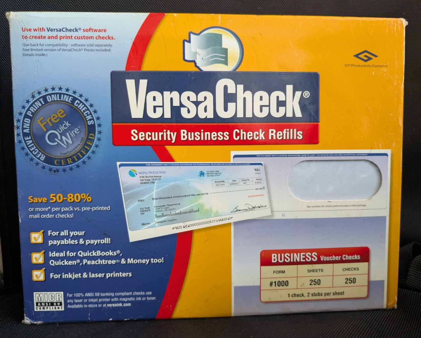 VersaCheck Security Business Check Refills: Form #1000, Sheets 250, Checks 250