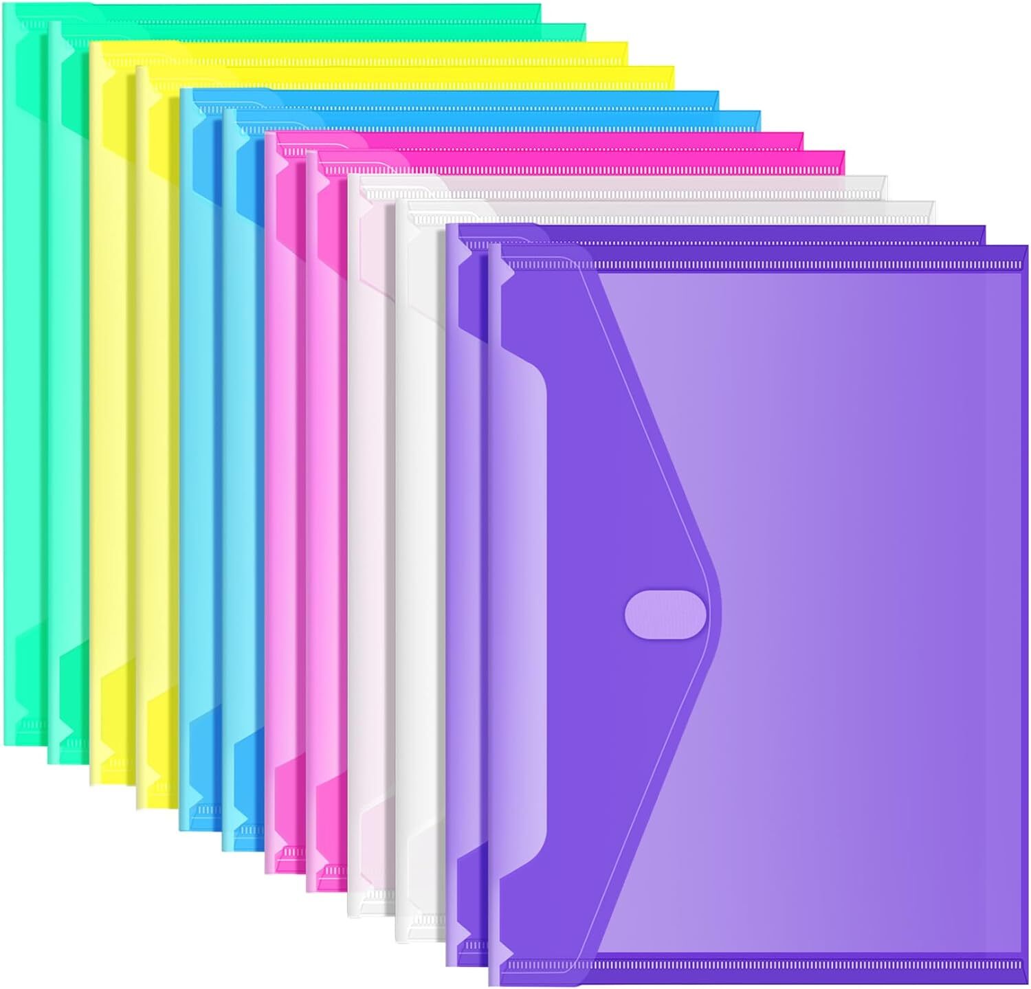 Sooez 12 Pack Plastic Envelopes Poly letter/a4/legal Sise, Assorted Colored