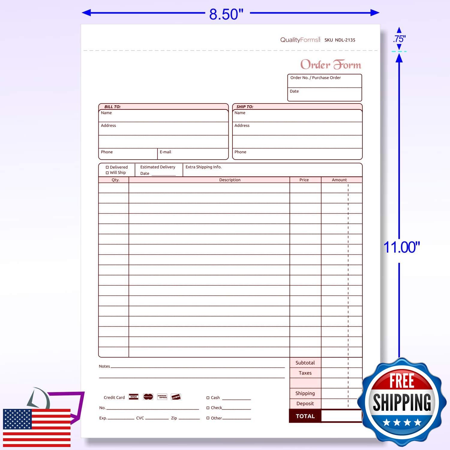 NextDayLabels – NCR Carbonless Order Forms, Bound Wraparound Cover, White/Can