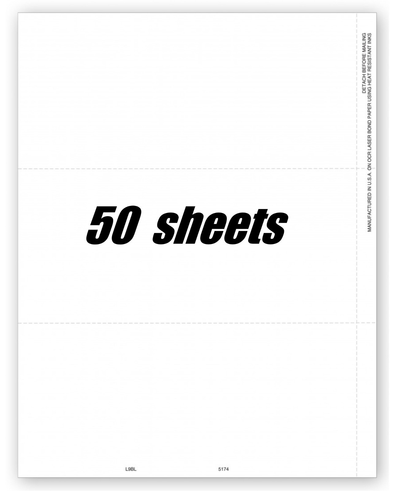 2023 Blank Tax Forms:: for 3-up W2/1098/1099 NO backer 50 sheets #TF5174 – L9BL