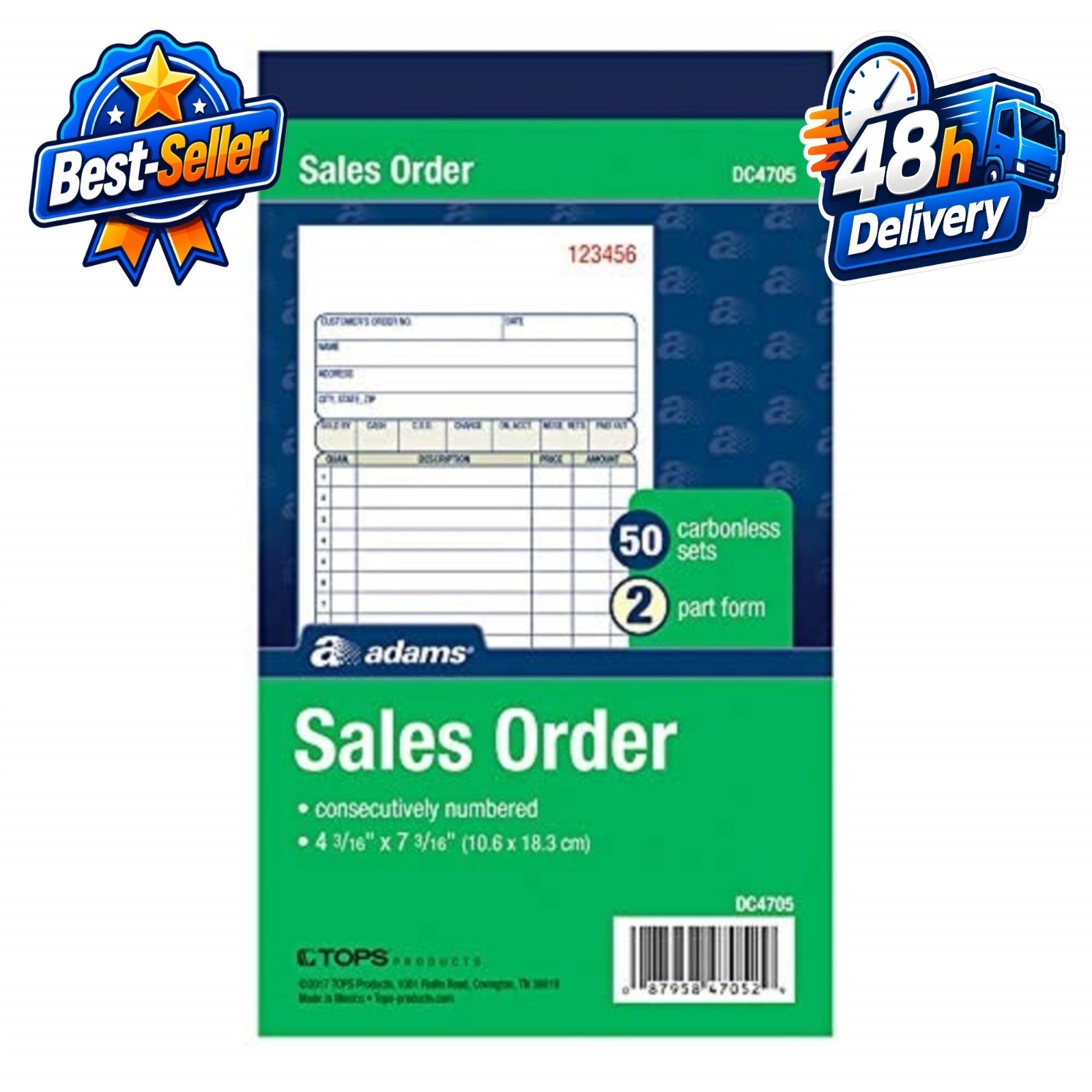 Adams Sales Order Books, 2-Part, Carbonless, 50 Sets per Book, 3 Pack