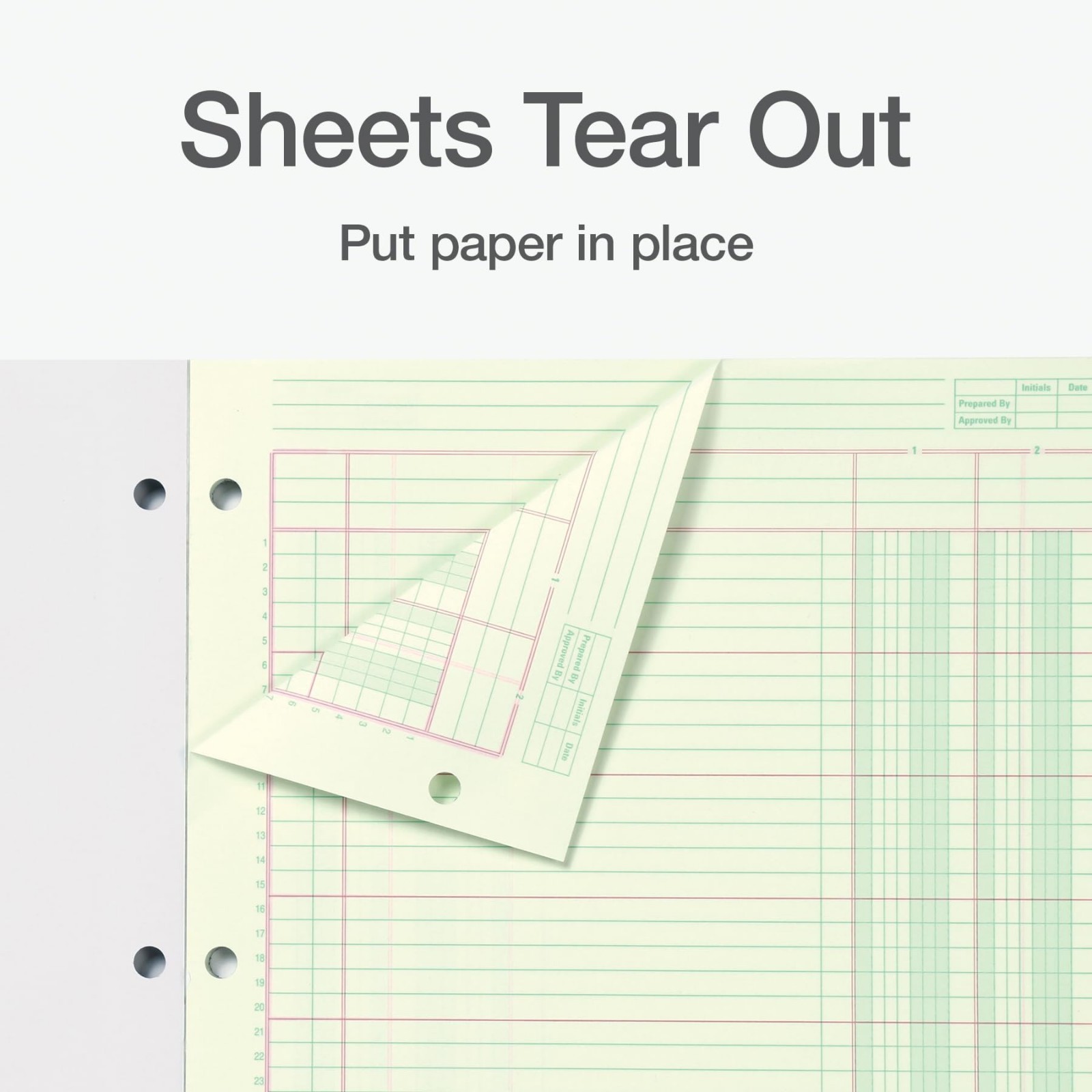 Columnar Analysis Pad 2 Column Ledger 8.5″x11″ 100 Pages Green 3 Hole Punch Acco