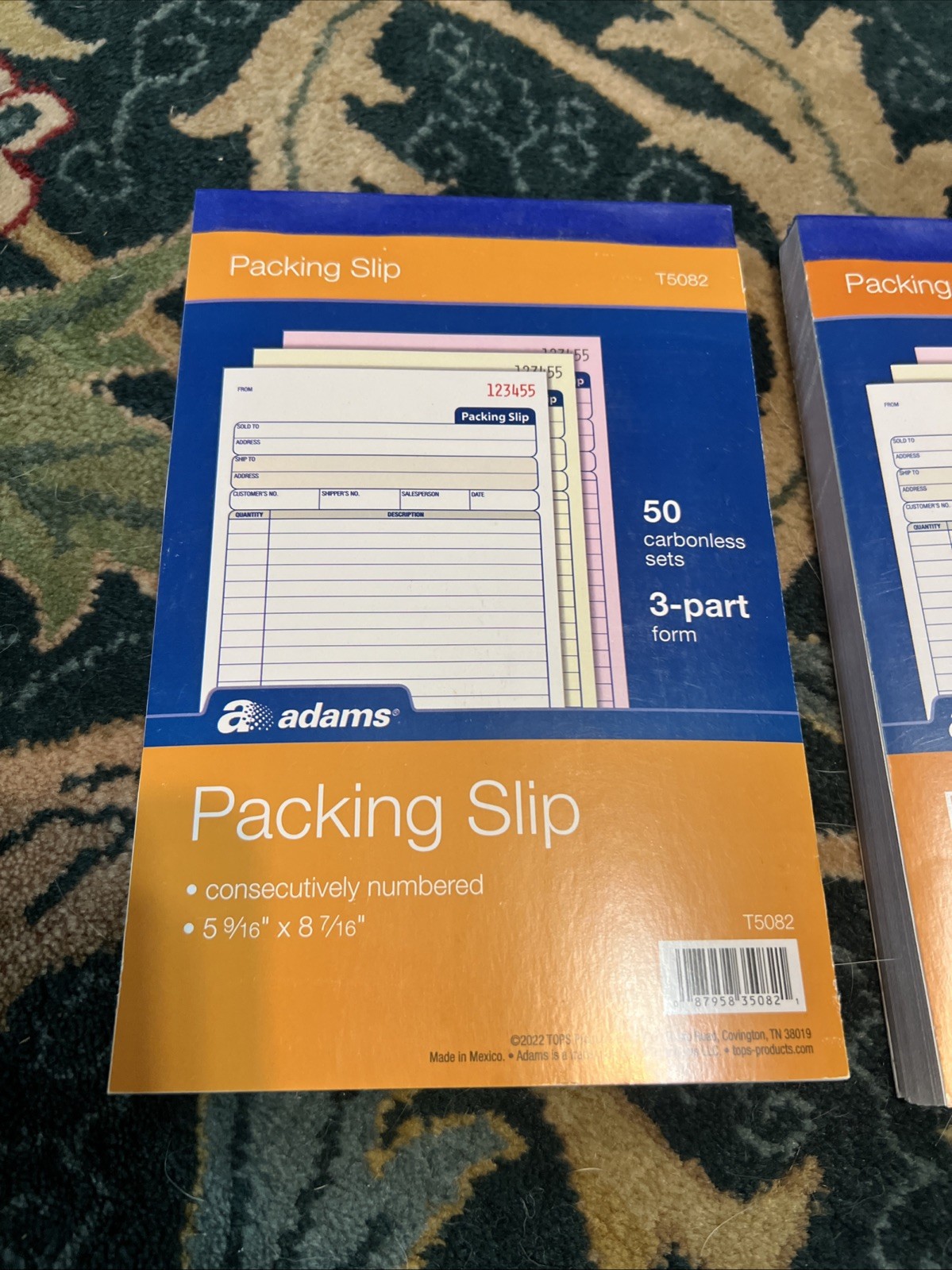 Lot of 2 Adams Packing Slip Books 3-Part Carbonless Forms 50 Sets Each