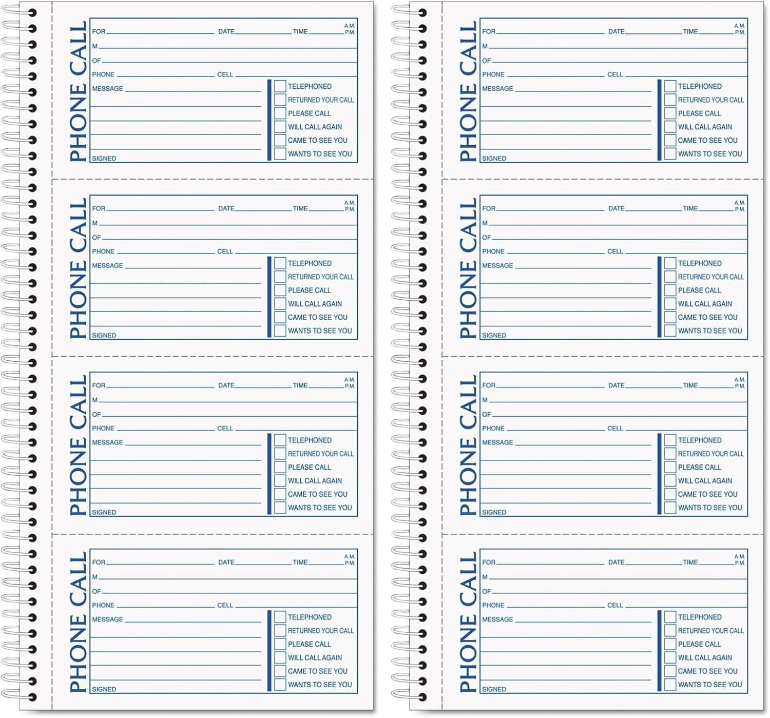 Phone Message Forms Book, Carbonless Duplicate, 2.75 X 5 Inches, 400 Sets per Bo
