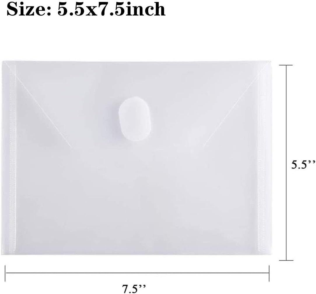 PLESIU Tatane 12 Packs Clear Plastic Small Envelope 5.5×7.5inch, Clear-12pcs