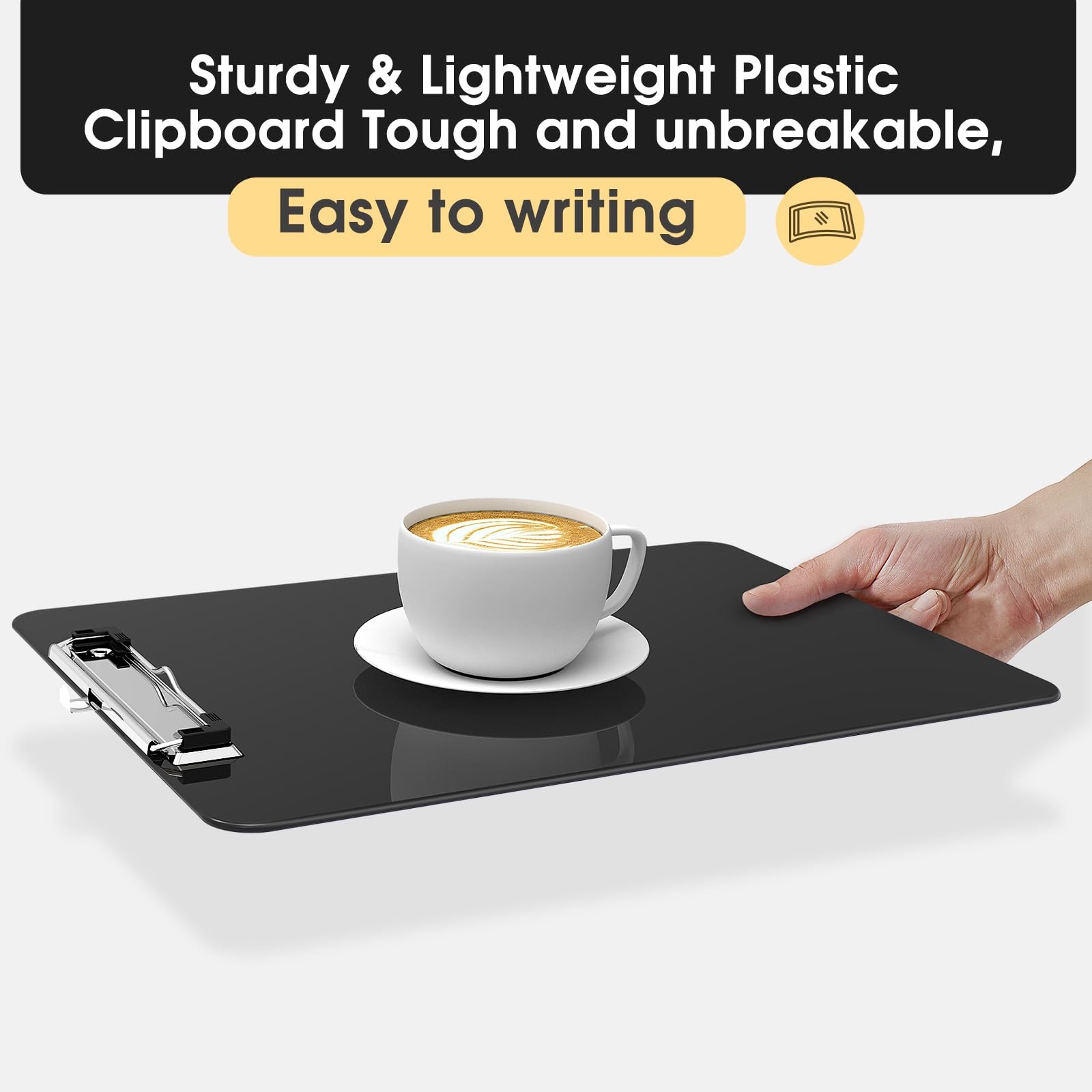 Macroclo Plastic Clipboards Set of 2, Black 8.5×11 Clip Board 2 Pack,