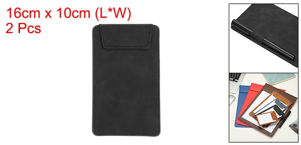 2 Pack Mini Clipboard 6″ x 4″ Leather Small Clipboard with Pen Holder Black