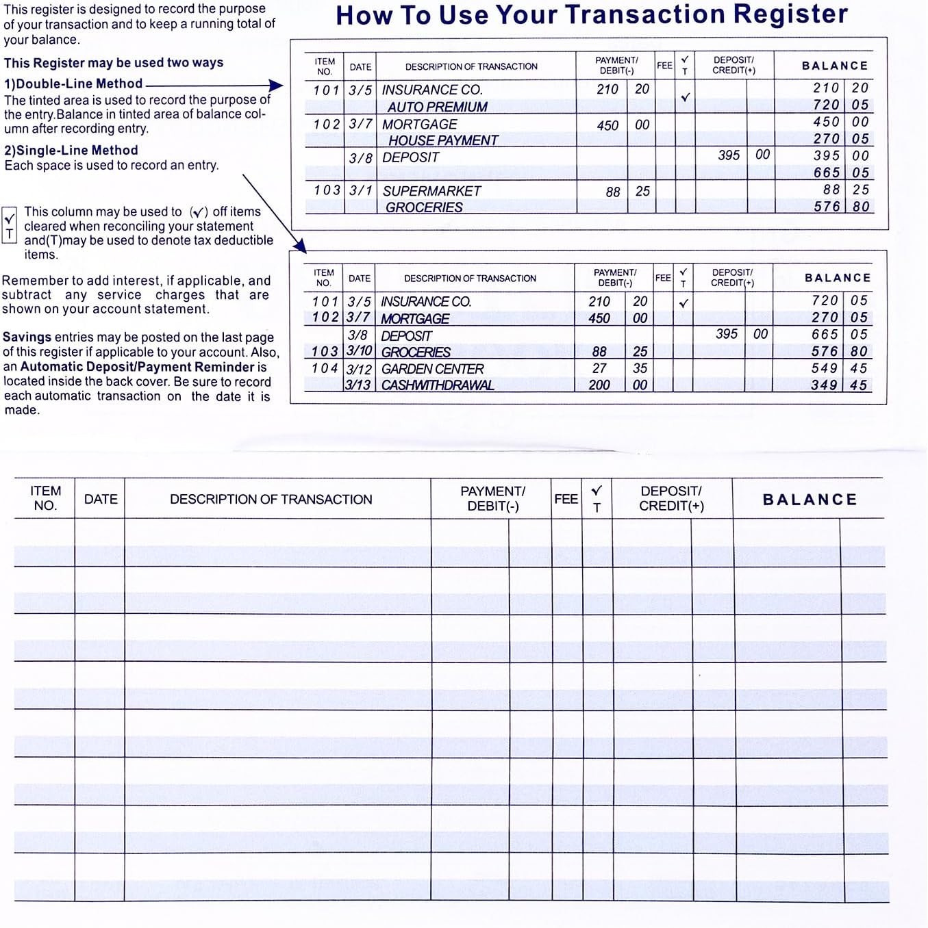 12 Pack Checkbook Register, Check Register Books for Personal and Work Use, T…