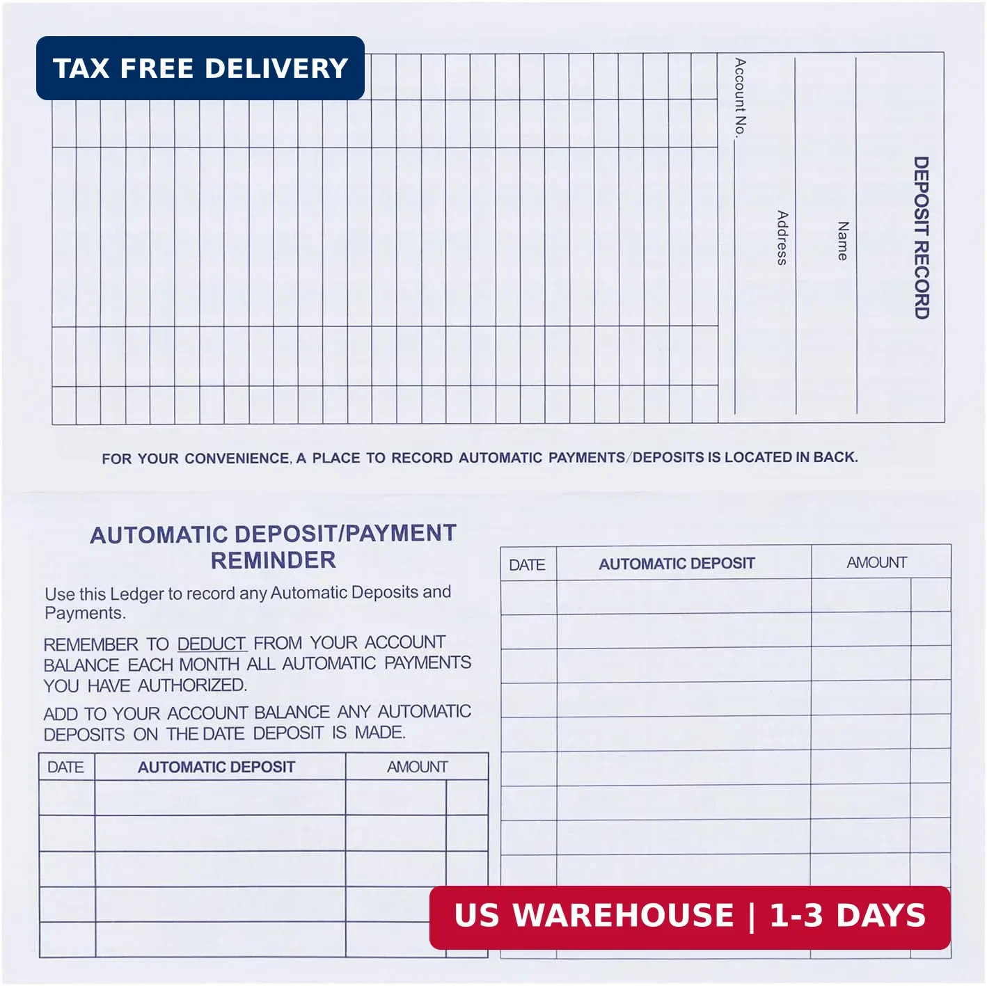 20 Pack Checkbook Register, Check Registers for Personal, Blank Ledger Transacti