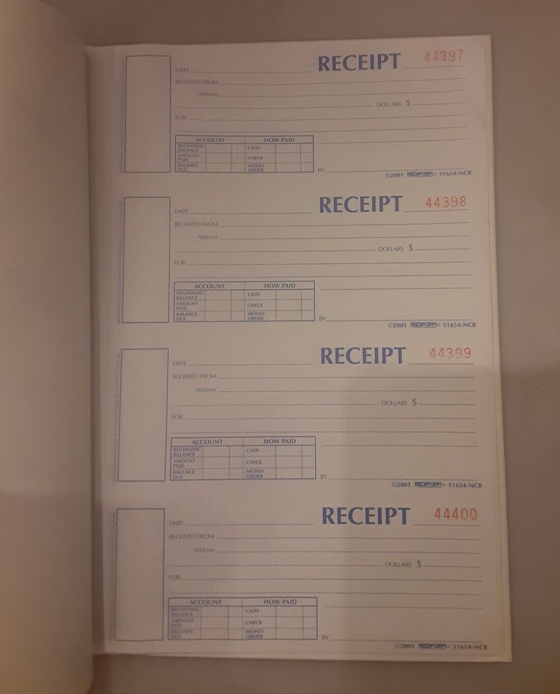 Rediform Hardcover Numbered Money Receipt Book 2-part, S1654NCR, *220 remain