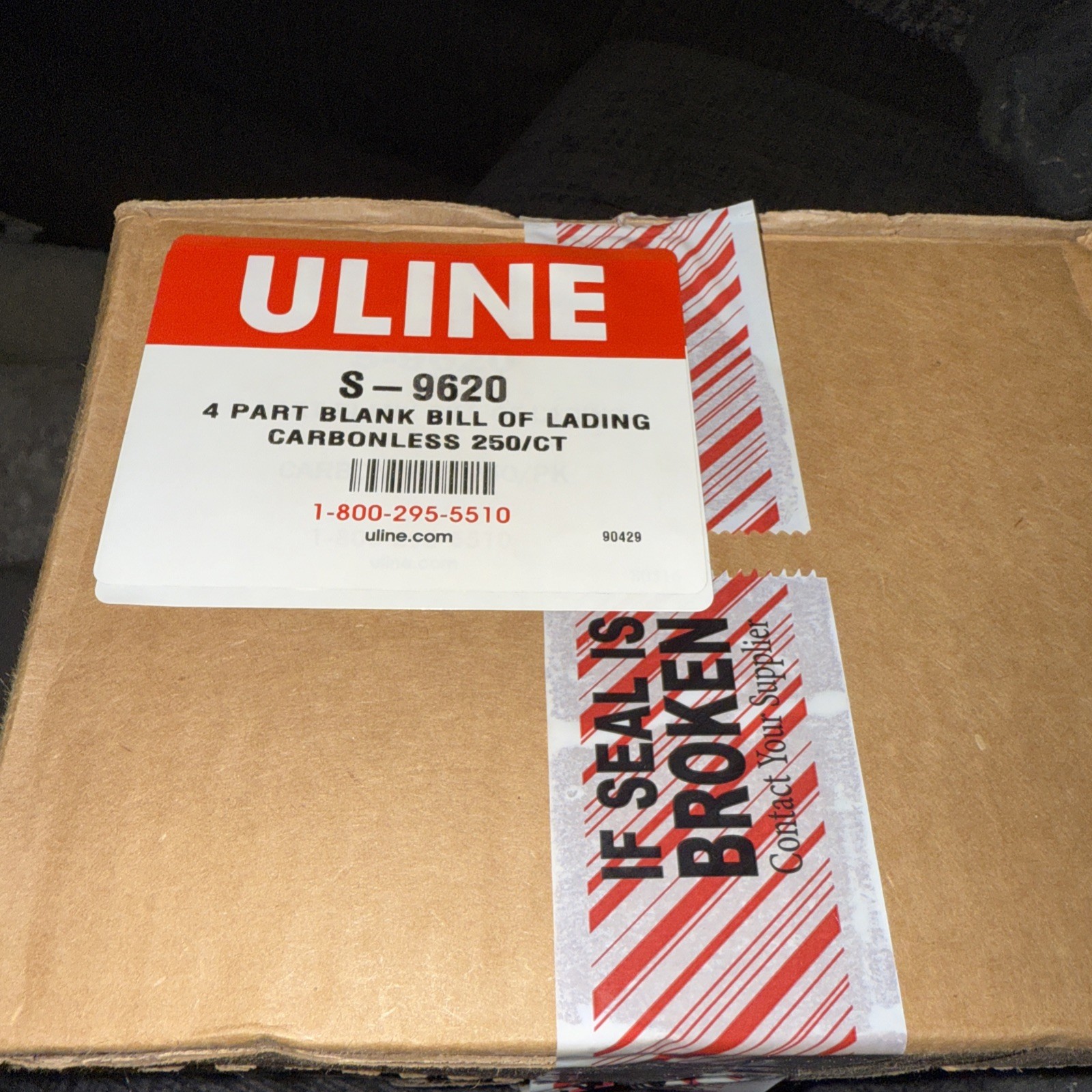 Uline 4 Part Carbonless Bill Of Lading. 250 Count