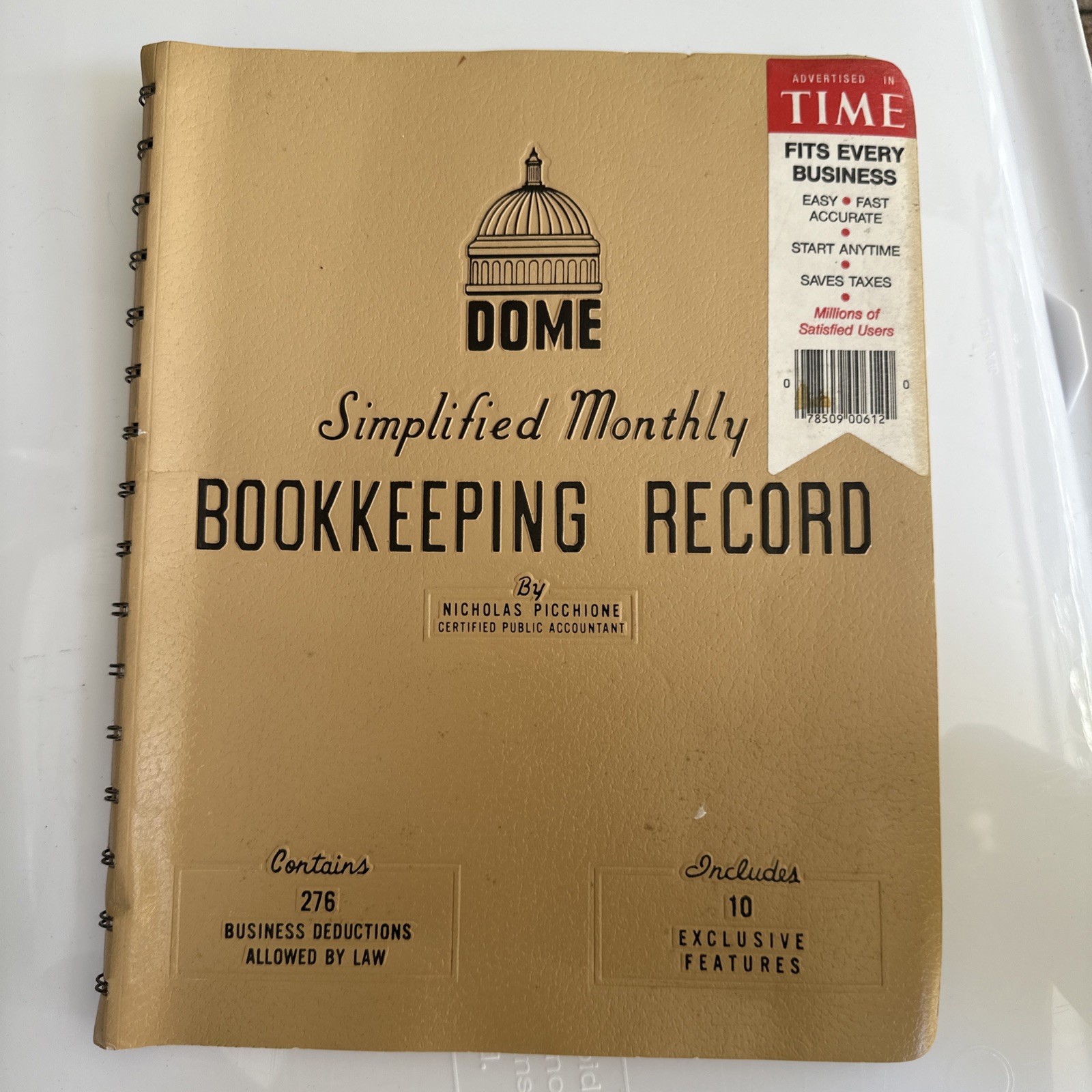 (NEW) 1990 DOME Spiral Bound Simplified Monthly Bookkeeping Record PICCHIONE 612