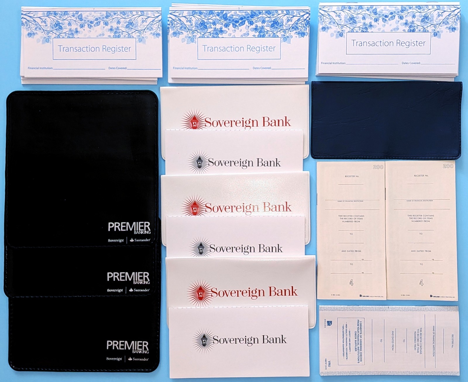 21 Check Transaction Registers, 6 Sovereign Santander Bank Checkbook Covers + 1