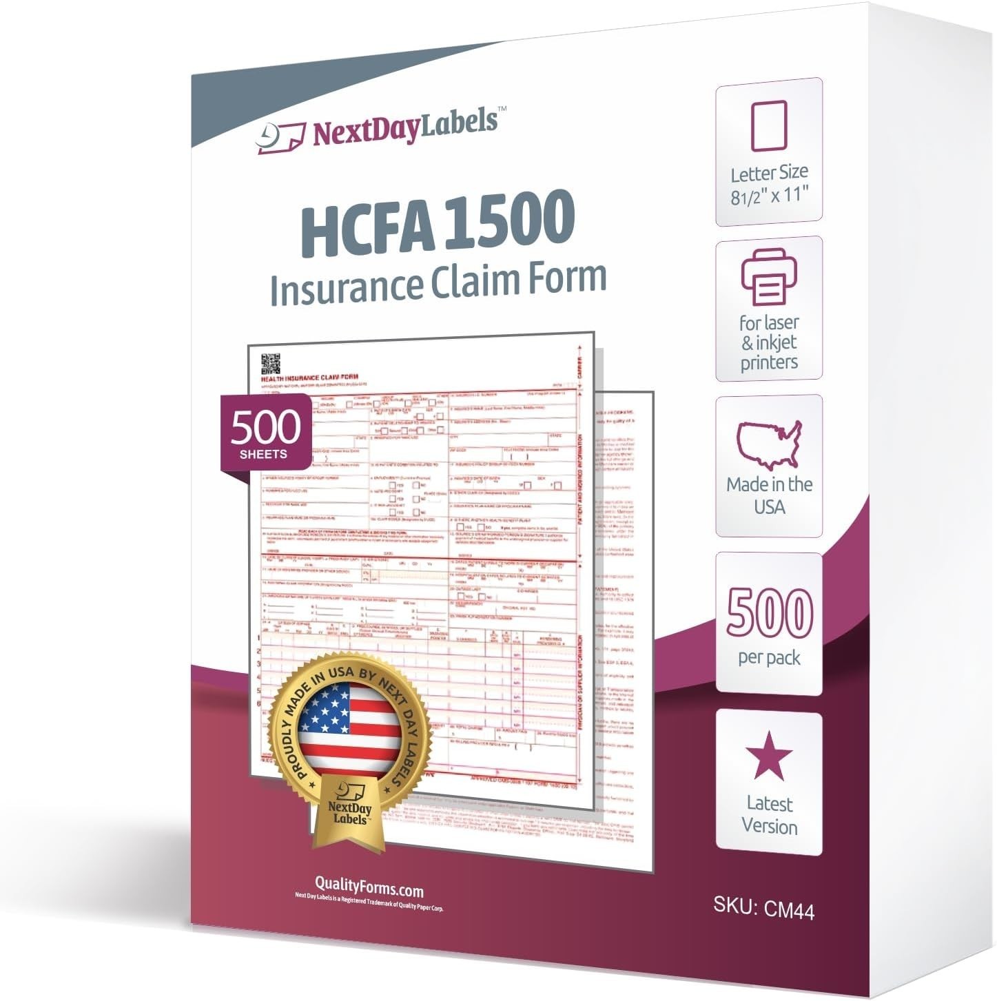 CMS 1500 / HCFA 1500 Insurance Claim Forms – Laser/Ink-Jet Compatible New Ver…