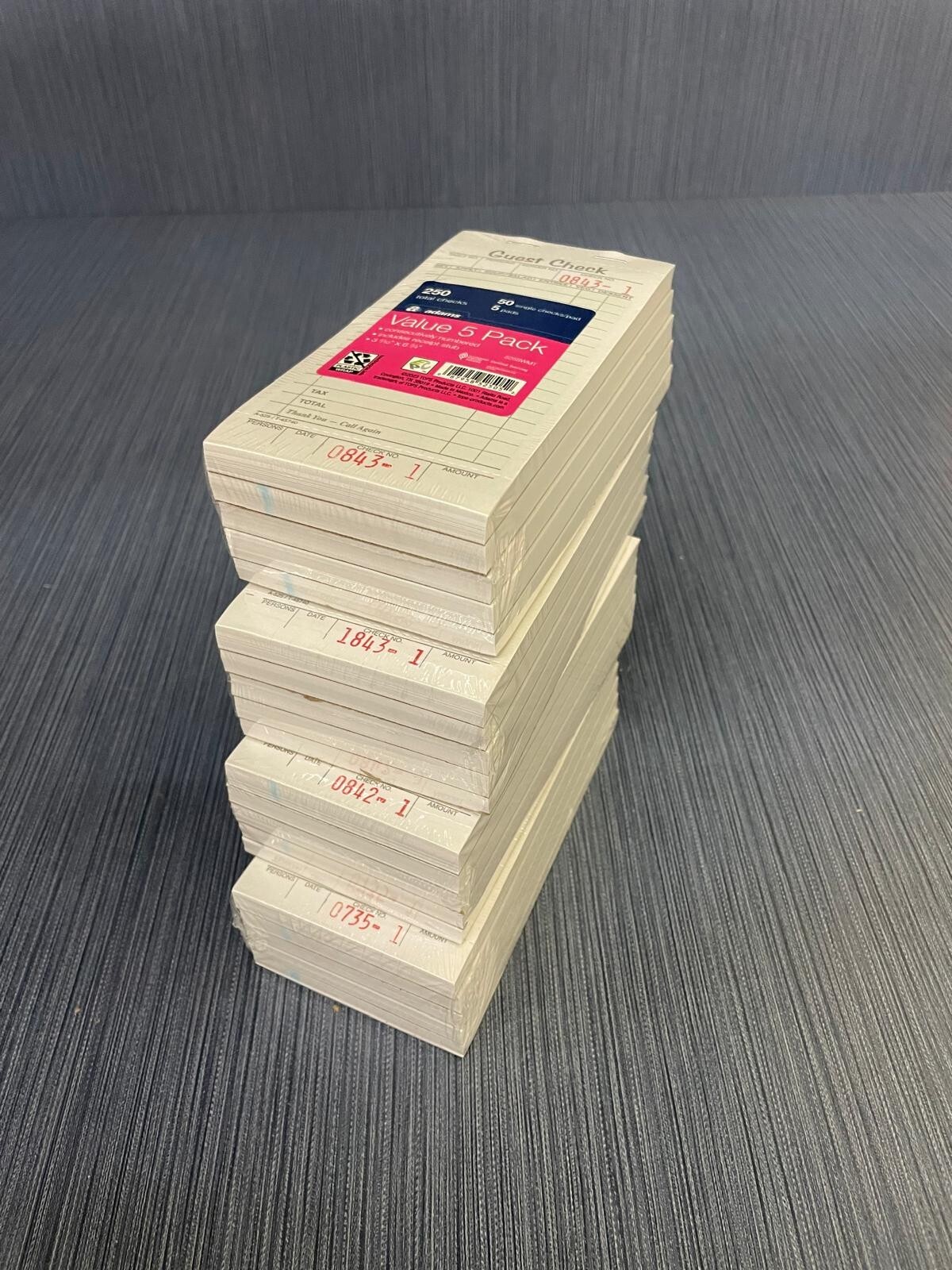 1000 Guest Checks Total- Adams 525SWMT Includes Receipt Stub 20 Pads x 50 Checks