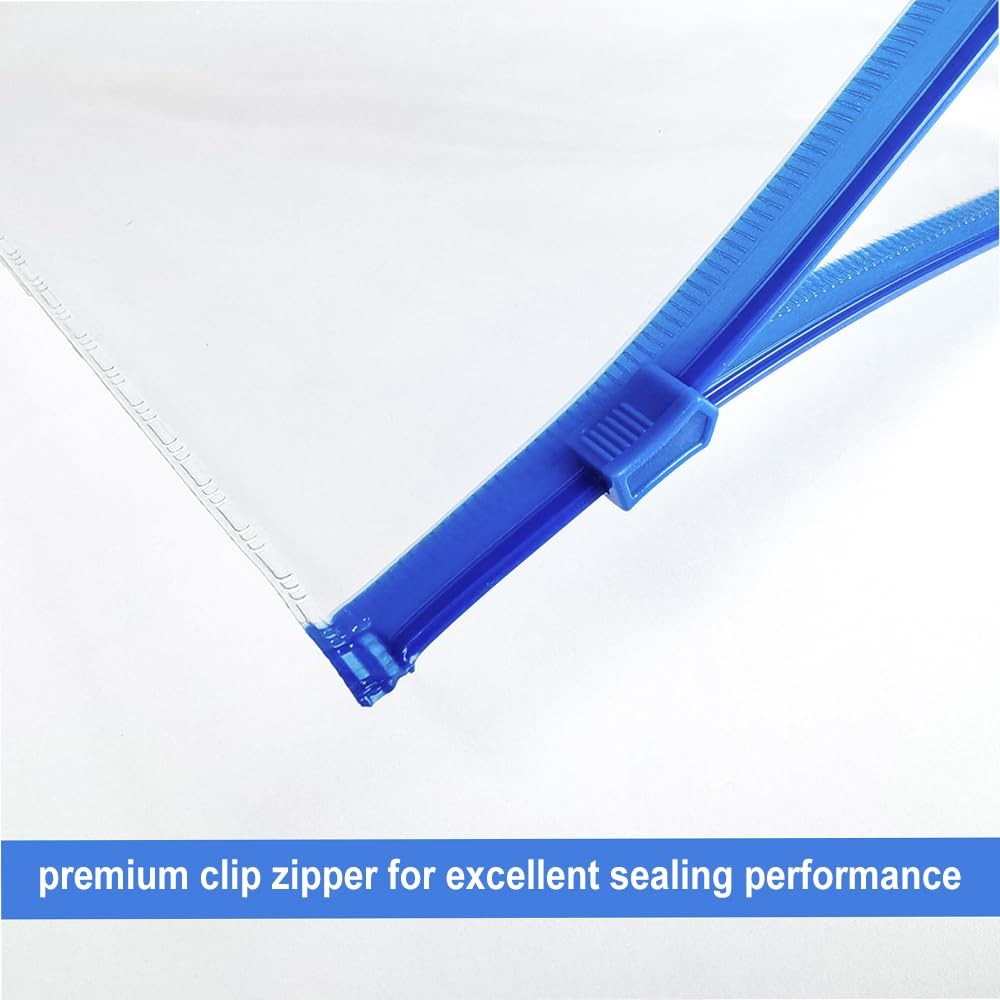BOPART 30Pcs Poly Zip 13.0″x 9.5″ (A4), Blue, Yellow, White, Green, Red