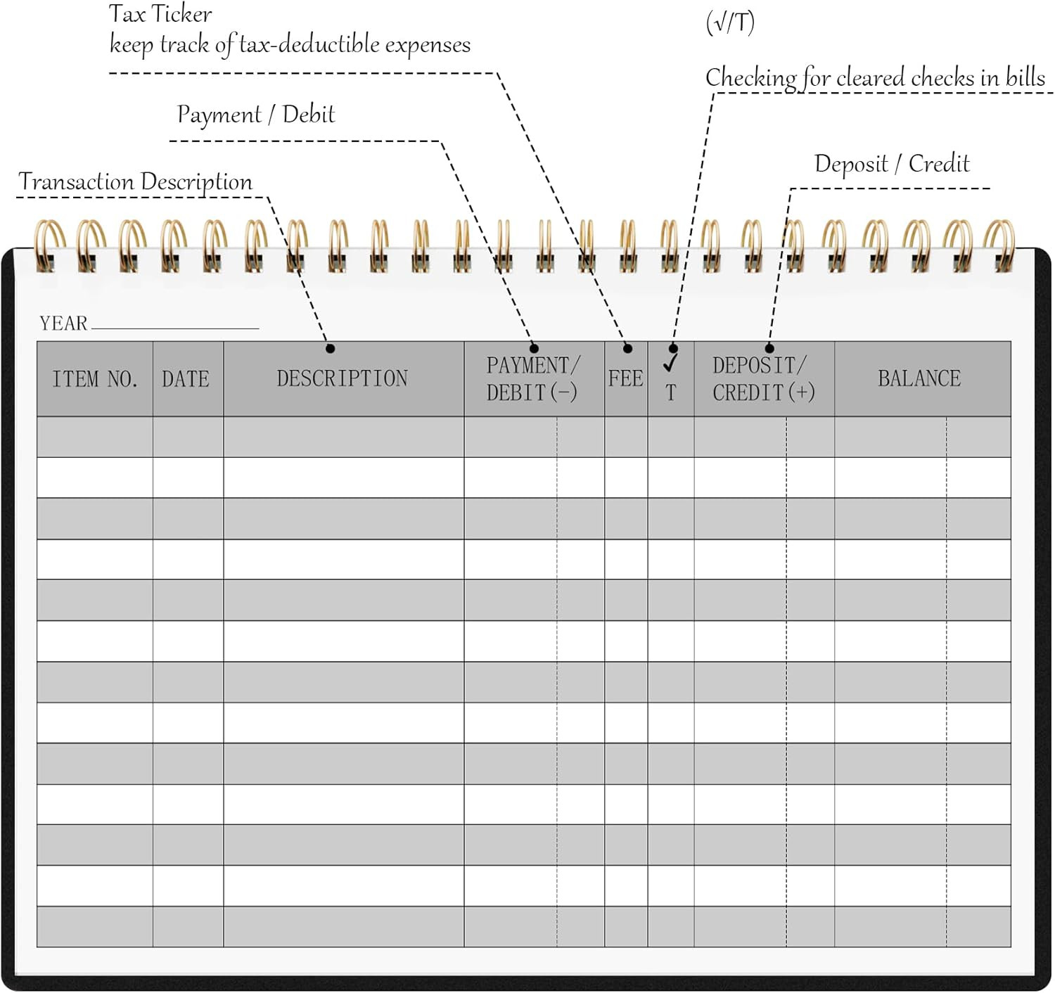 Check Registers for Personal Checkbook, Transaction Expense Ledger Log Book for