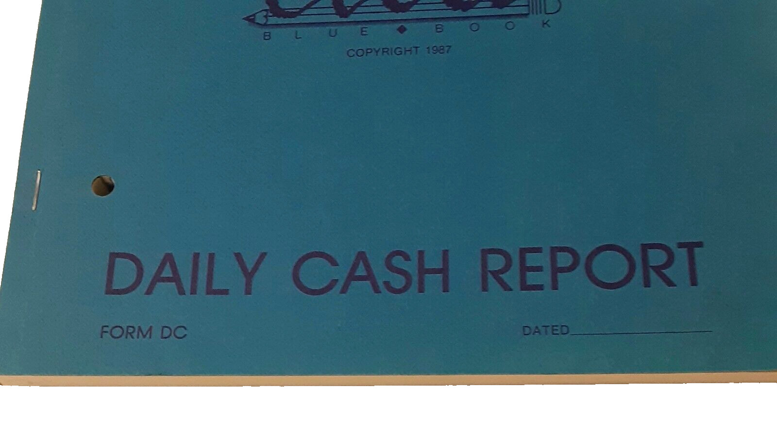 Cloes Blue Book Daily Cash Report Form DC 1987 Record Keeping Booklet Carbon