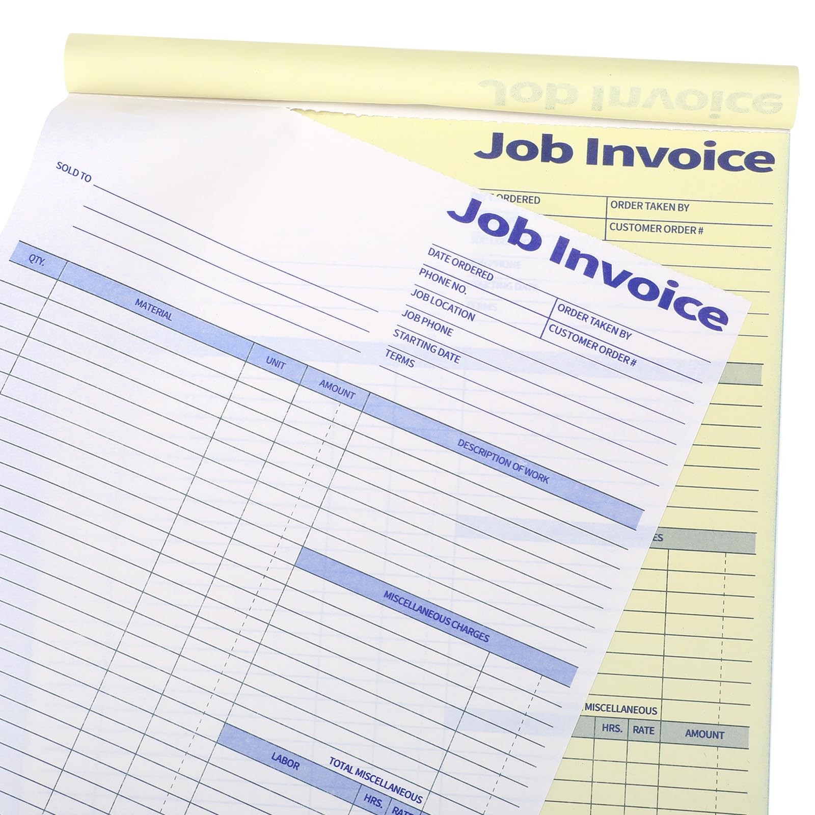 2 Pcs Contractors Invoice Book Carbonless Forms Receipt 8.5 x 11 Inch Work Or…