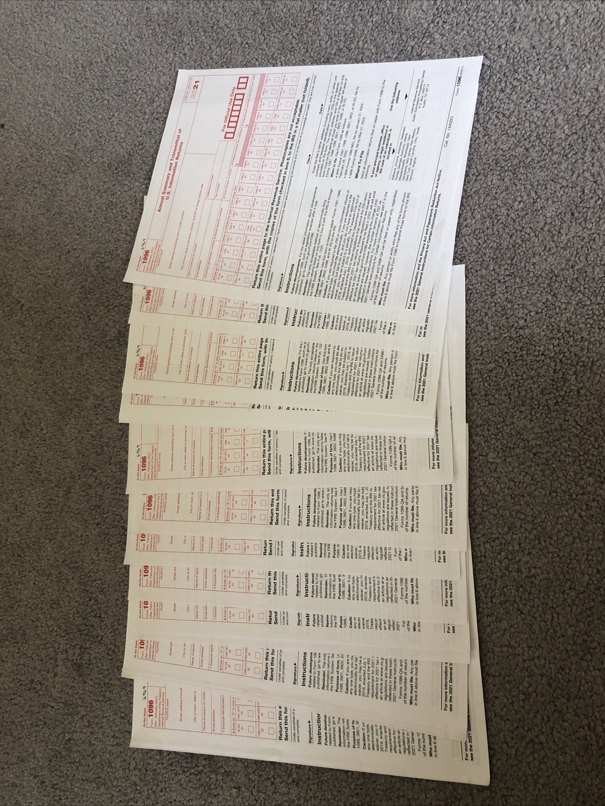 25-pack – 2021 Tax Form 1096 Annual Transmittals ONLY (for 1099-MISC/NEC to IRS)