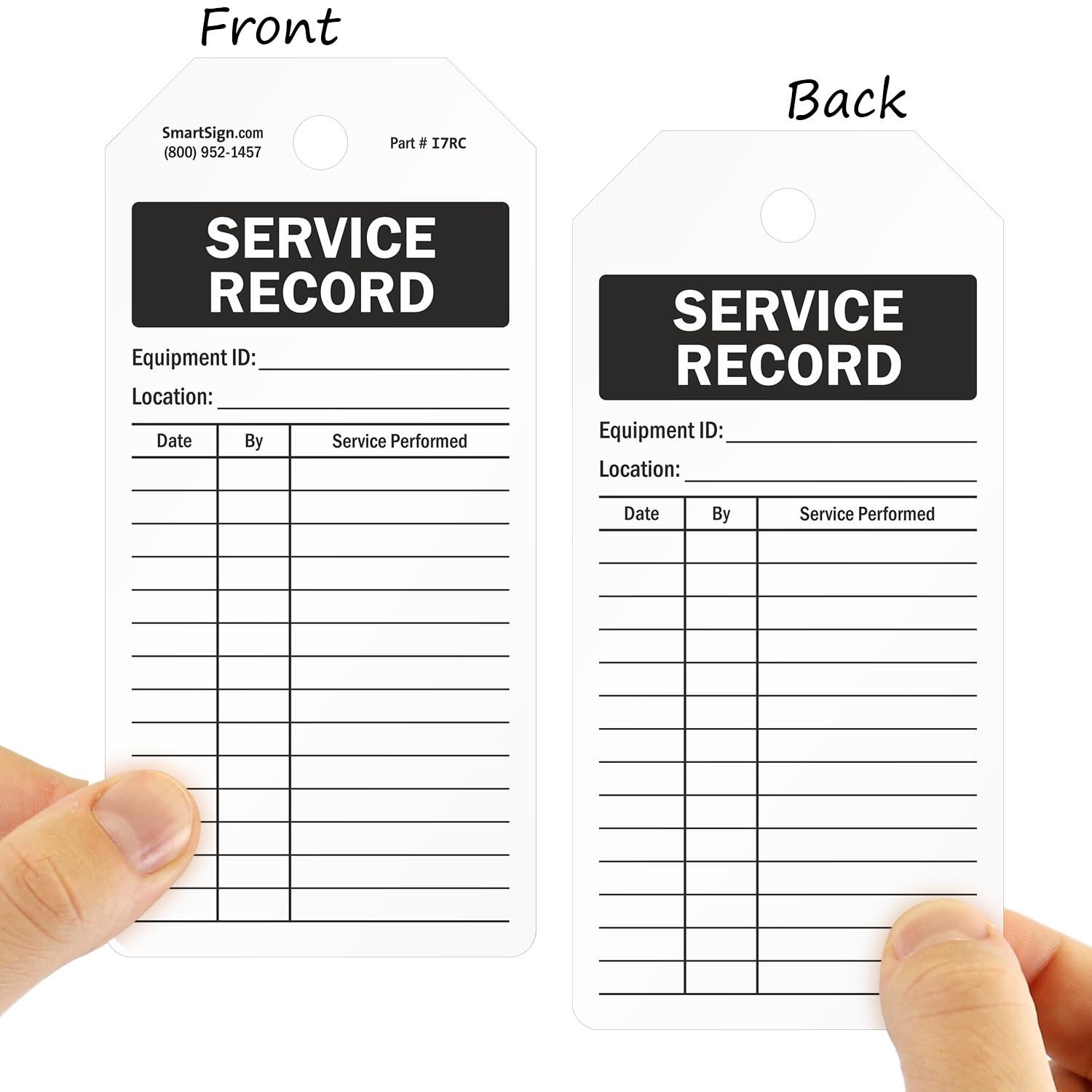 100-Pack Waterproof Service Record Tags – 2-Sided Write-On, Blank Grid, 6.25″x3