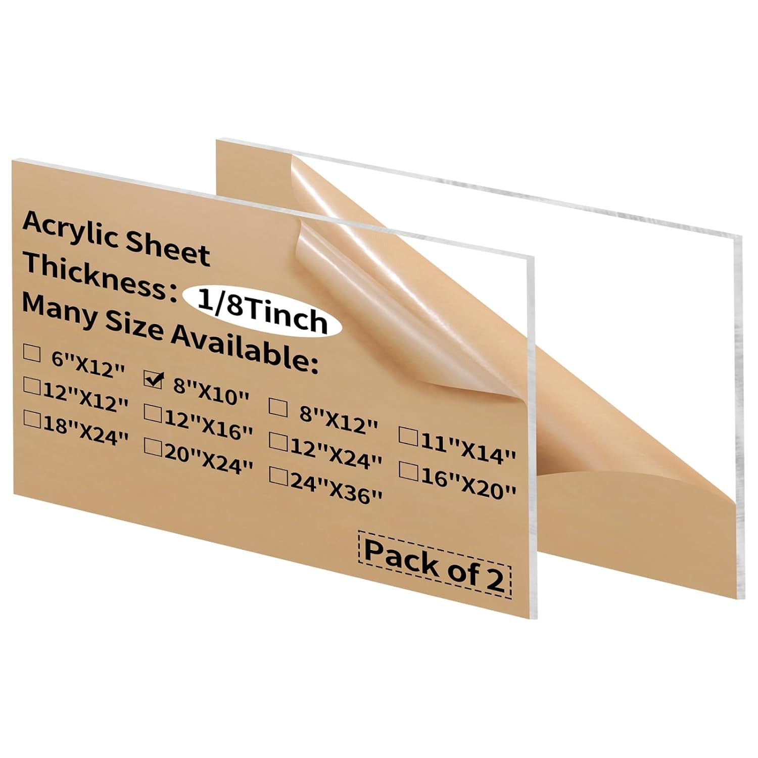 2 Pack Clear Acrylic Sheets 8×10 Inch 1/8 Thick Plexiglass Panels DIY Craft Sign