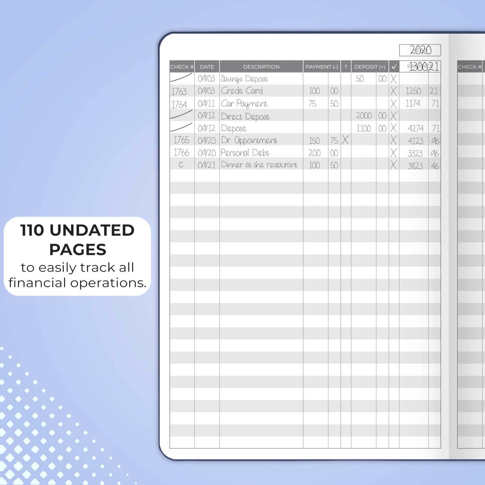 Deluxe Check Register Book – A5 Hardcover Accounting Ledger & Transaction Log, D