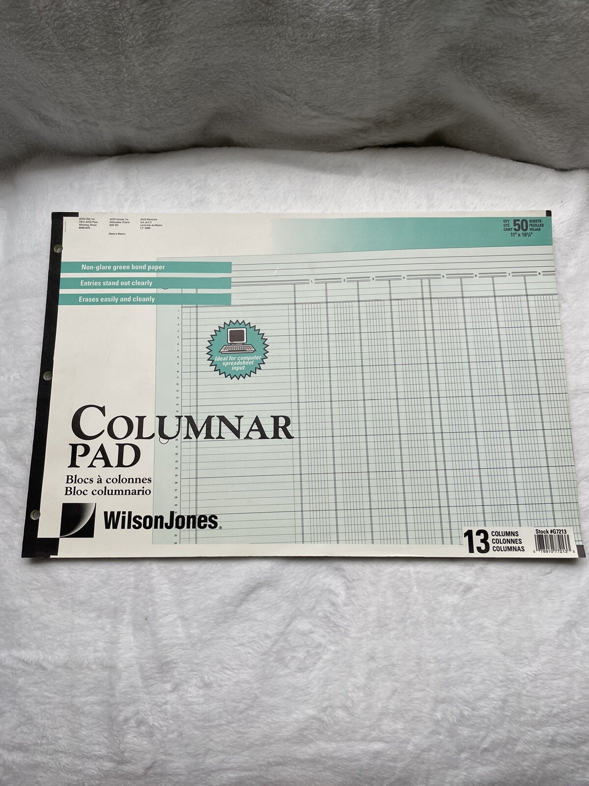 Wilson Jones Columnar Pad, Columnwrite, 11″ X 16 3/8 , 13 Columns, 50 Sheets