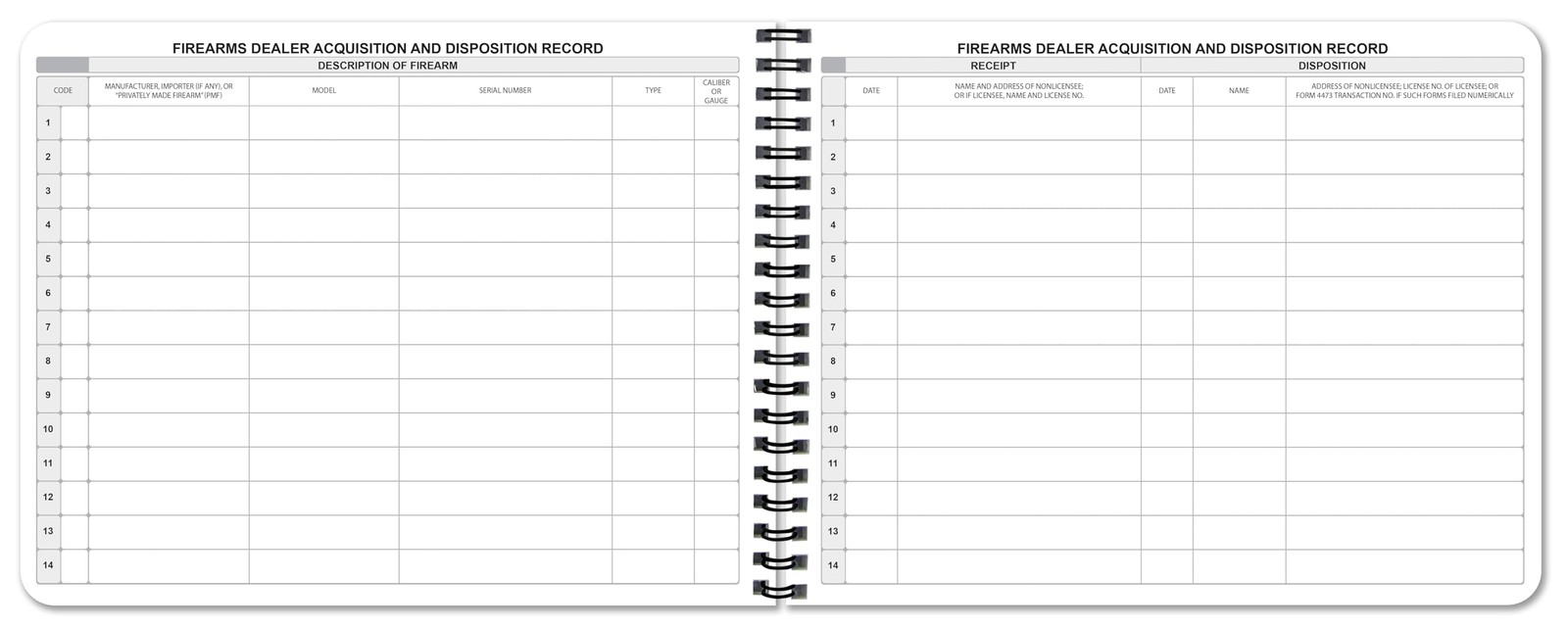 BookFactory Firearms Acquisition and Disposition A&D Gun Log Book 100 pages