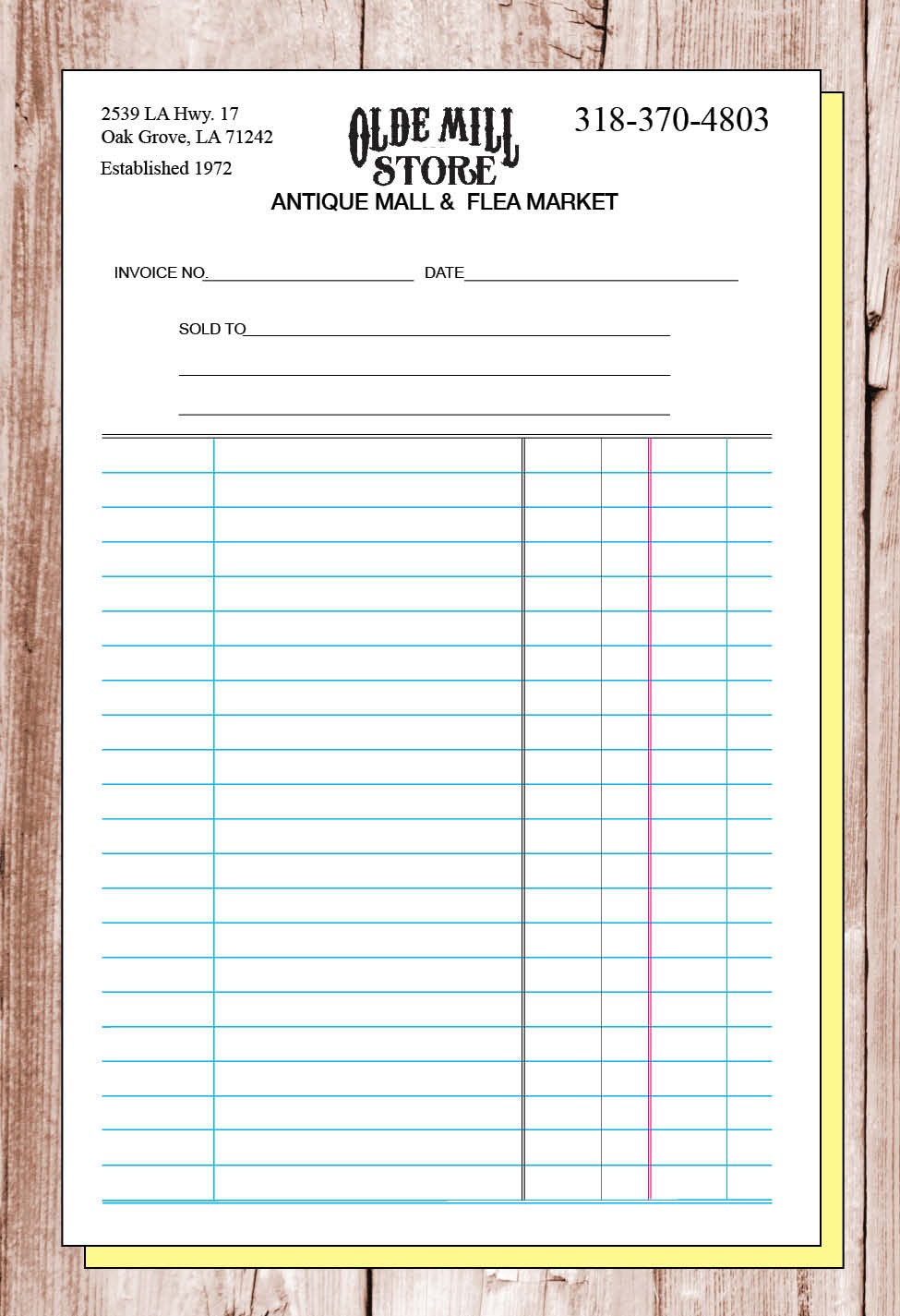 SALES INVOICE CUSTOM PRINTED 2 or 3 Part Carbonless