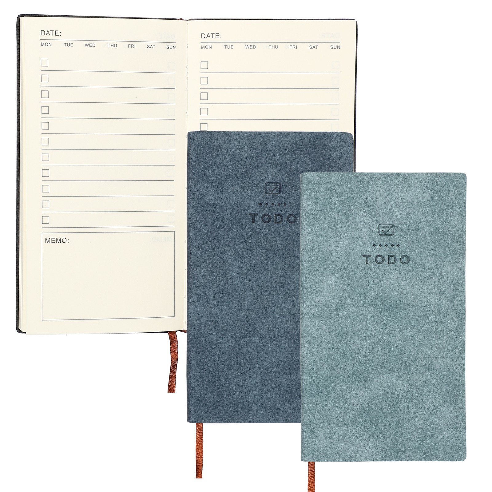 2Pcs to Do Notebook, A6 6.8 x 3.7″ Daily Planner Notebook, Sky Blue/Dark Blue