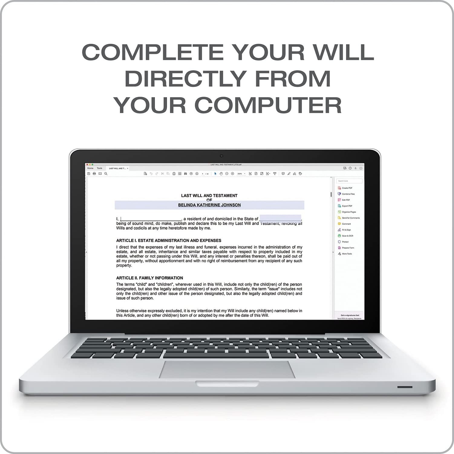 Adams Last Will and Testament, Forms Instructions, 11x”8.5″x0.13″, White