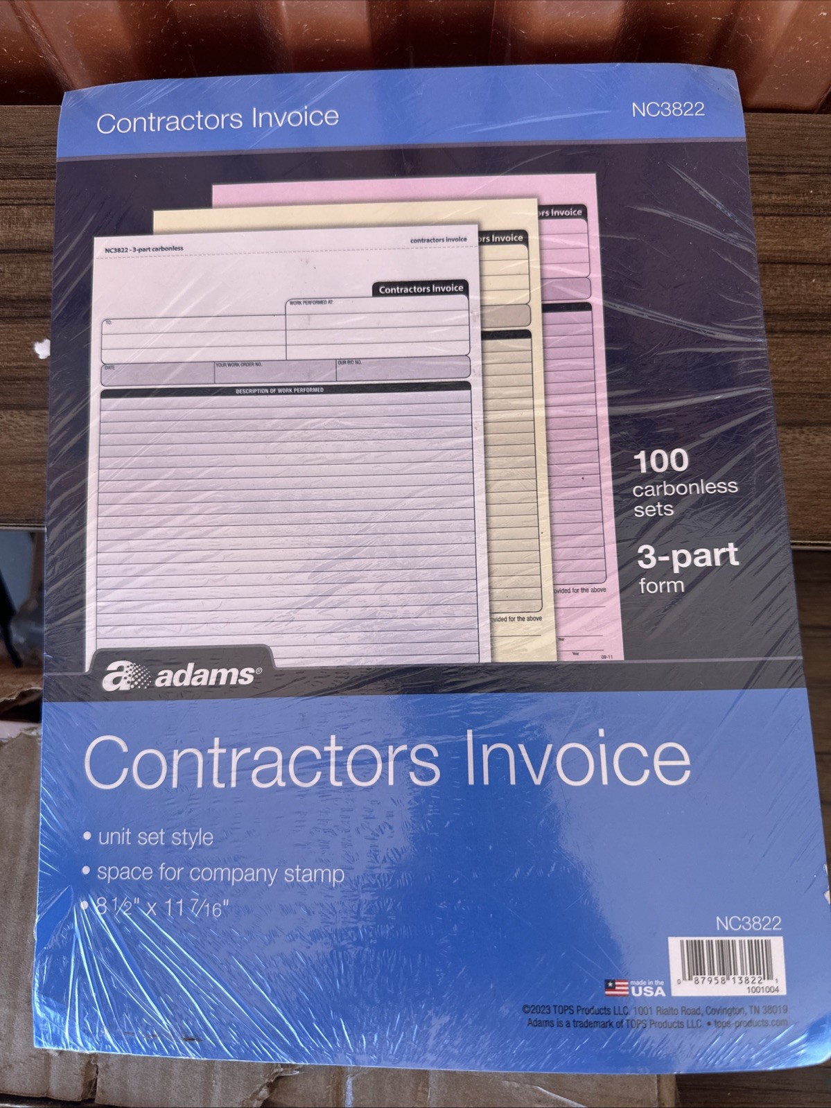 Adams 3-Part Carbonless Contractors Invoice Forms 8.5″W x 11.44″L 100/Pack (ABF