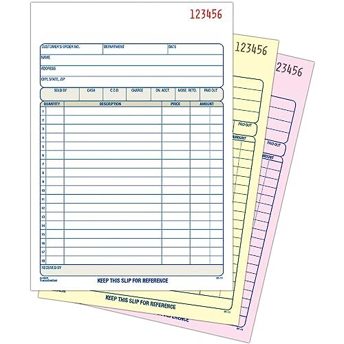 3-Part Carbonless, White/Canary/Pink, 5 1 Count (Pack of 1) Sales Order Book