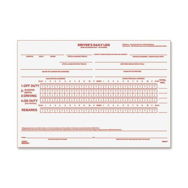 Rediform 6K681 Driver’s Daily Log Book 31 Sheets Stapled 5.5″x7.87″
