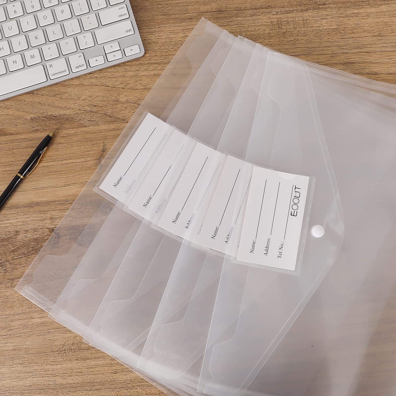 EOOUT 30pcs Plastic Envelopes, Clear Envelopes with Snap Closure,