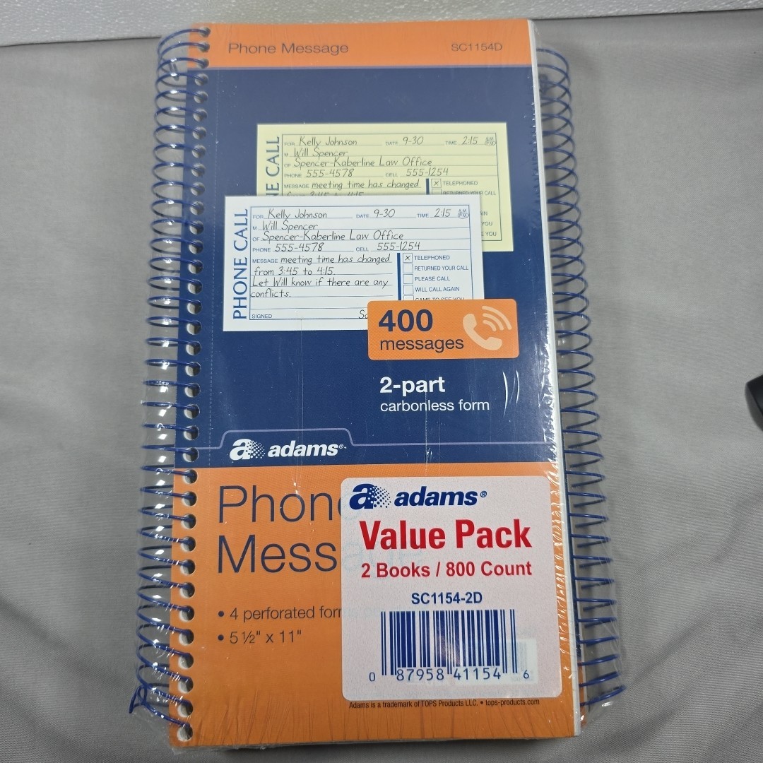 Adams Phone Message Value Pack 2 Books 800 Count Carbonless Duplicate SC1154D