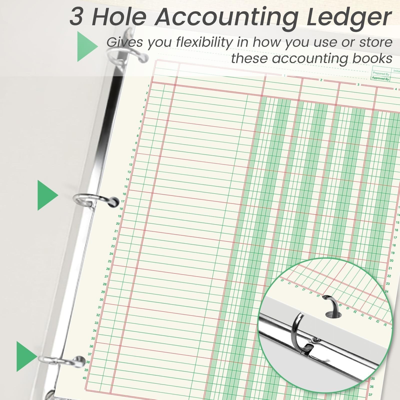 300 Sheets Columnar Analysis Pad – 6 Pads, 3 Hole Punch, 8.5″x11″ Ledger Paper f