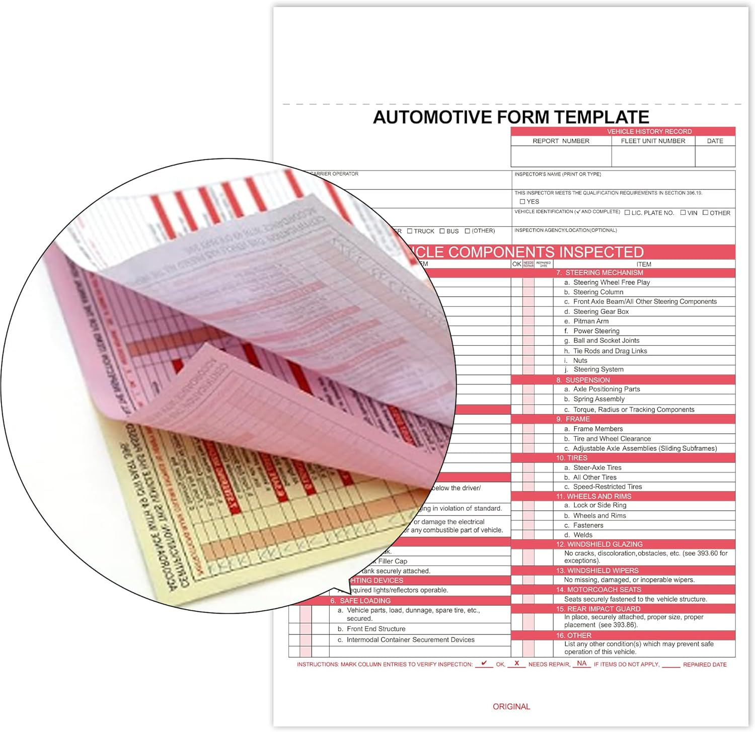 White Vehicle Form Template Sticker Set Writable Car Record Sheets