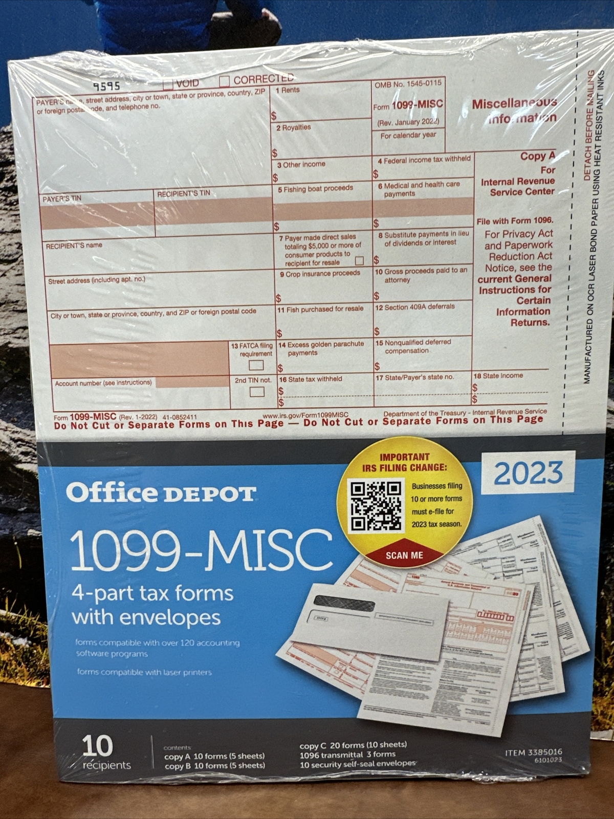 2023 1099 Misc Forms 4 Part Tax Forms Kit, 10 Laser Forms w envelopes