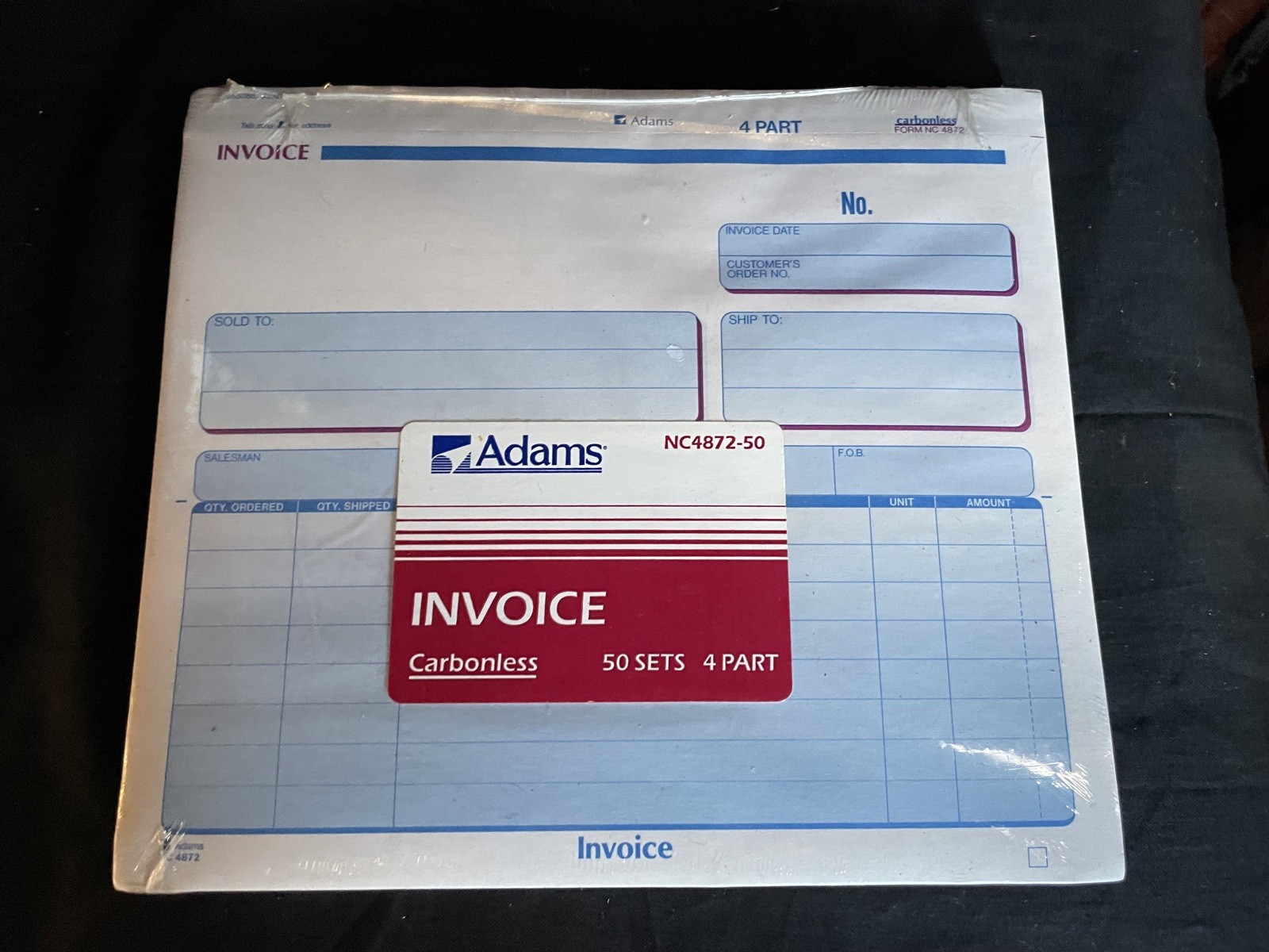 Vintage Adams Invoice Pad Carbonless 4 Part Office Supplies 50 Sets x-274