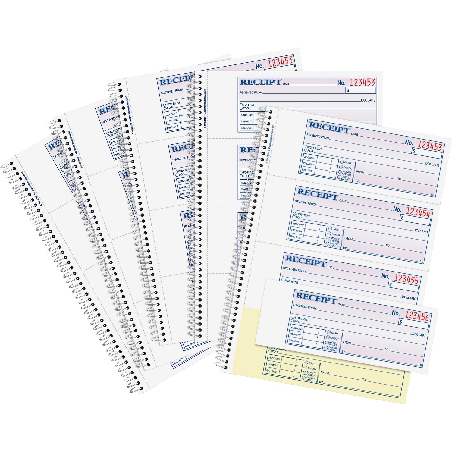 Adam Money Receipt Book, Spiral, 2-Part, 7-5/8″ x 11″, 1000/PK