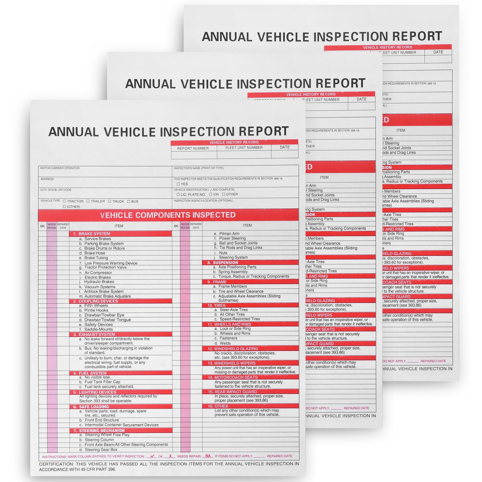 25Pack Inspection Forms and Stickers，Annual Vehicle Inspection Report，Annual Ins