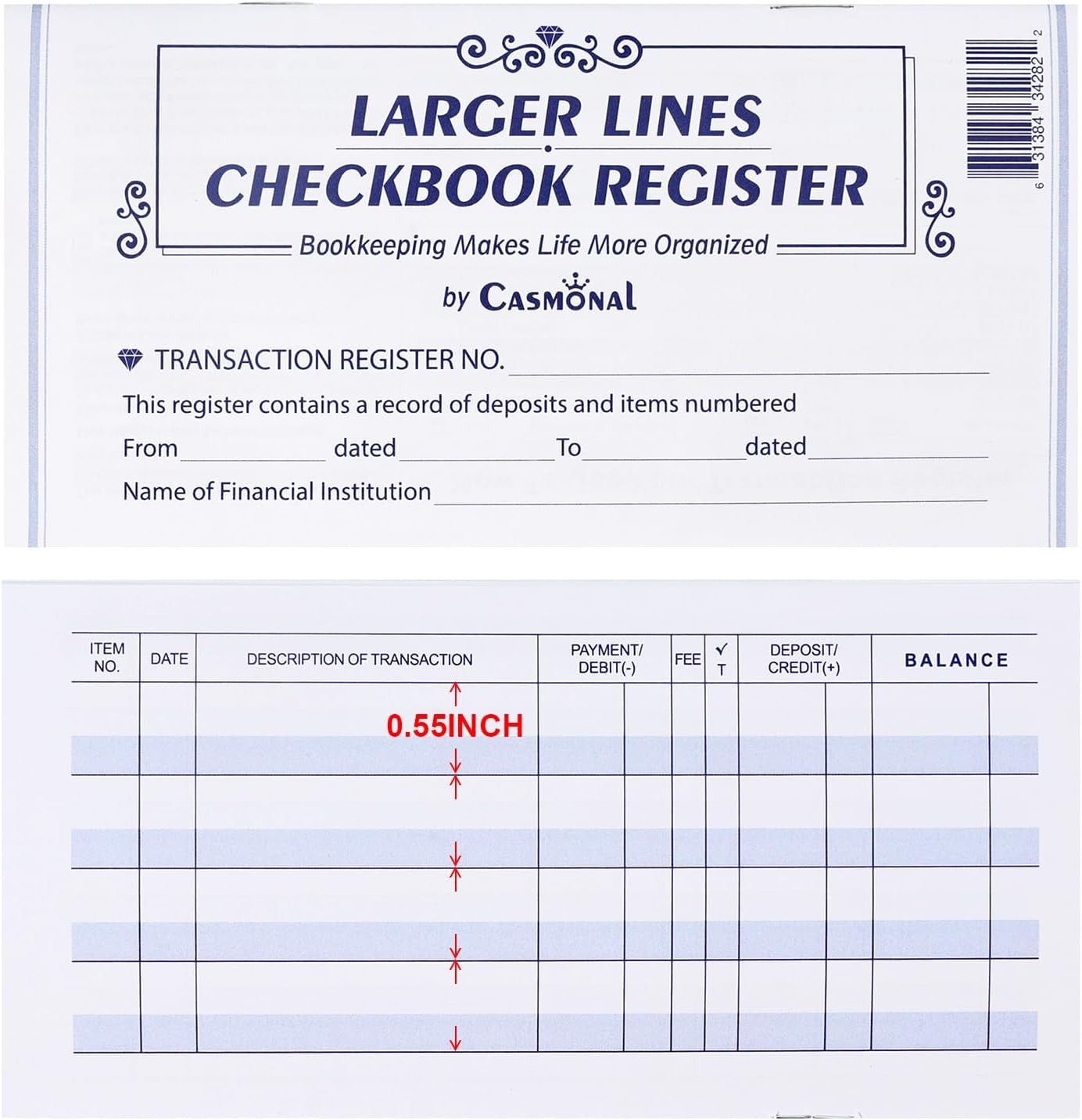 20 Pack Checkbook Register Ledger Books Blank Transaction Log Personal Business