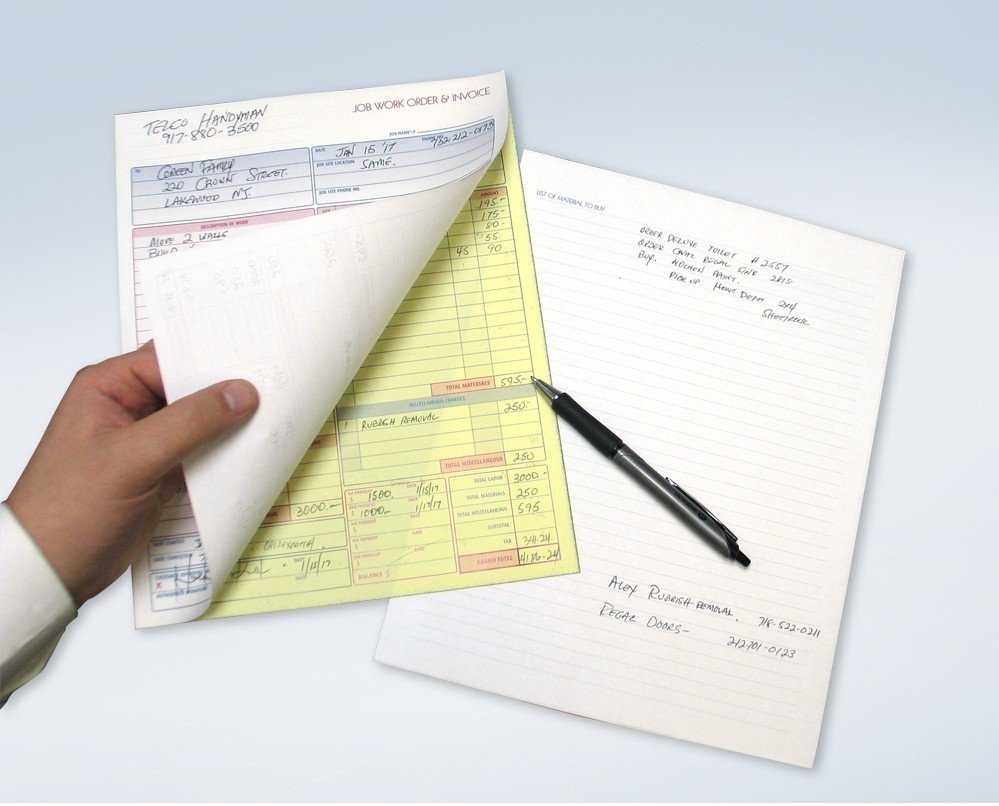Job Work Order Invoice & Grid Sheet 2 Part Carbonless Plus a Grid Sheet 100 Sets