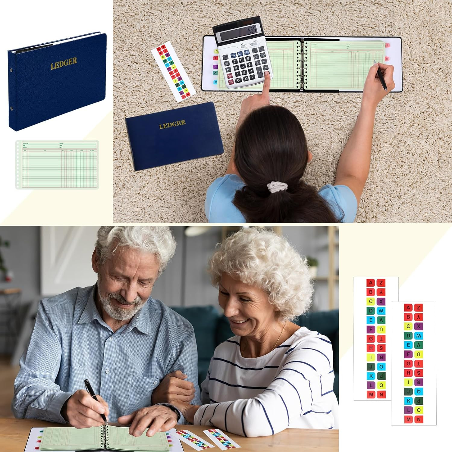 Ring Ledger Binder with 200 Pcs 5″X8.5″ Ledger Sheets Small Index Tabs