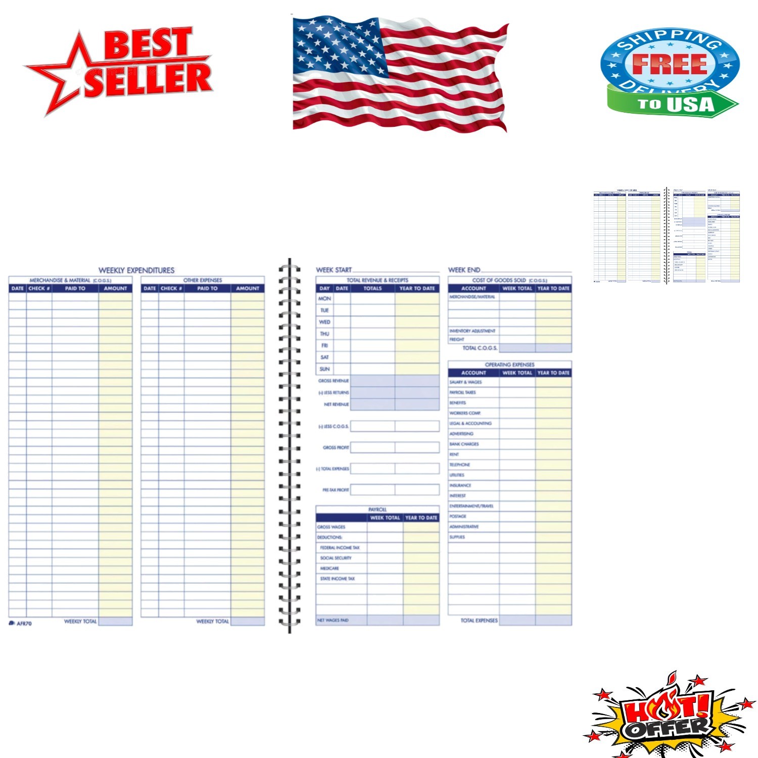 Non-Dated Business Record Book – 112 Pages for Efficient Financial Tracking