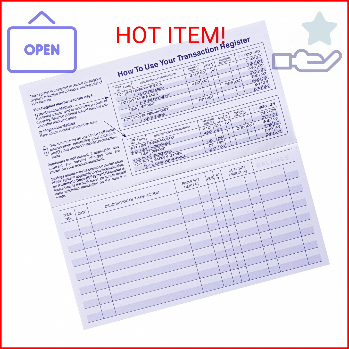 24 PCS Check Registers for Personal Checkbook, Easy to Read Checkbook Register