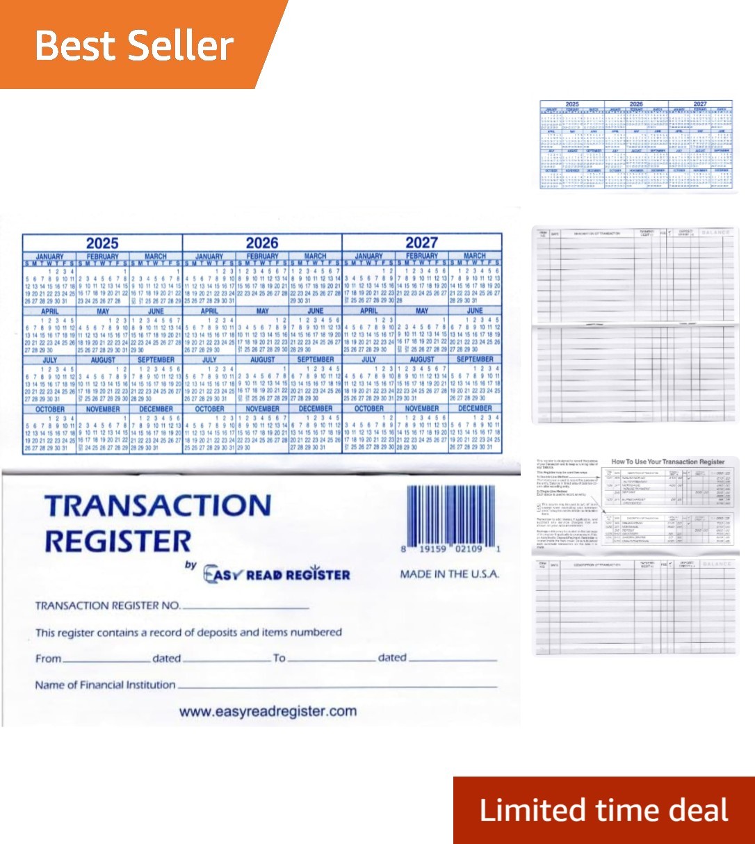 Bulk Check Register Pack – Made in USA for Effective Personal Finance Management