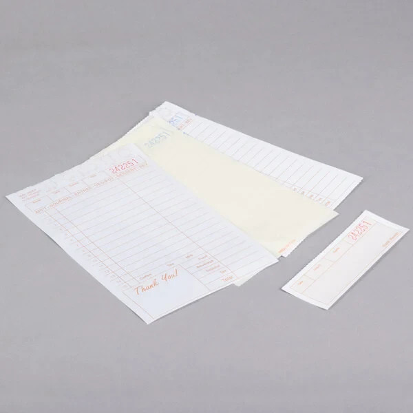 (2000-Pack) 3 Part Carbonless Guest Check Tan/White 4.25″x8.5″ with Receipt Stub